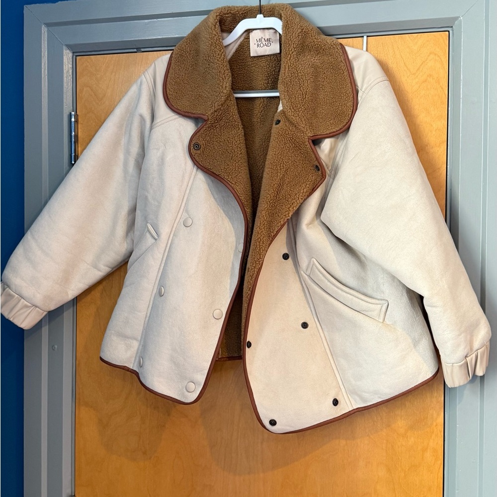 Même Road Cream and Brown Teddy Jacket